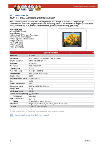LITEMAX液晶ディスプレイ Durapixel SLO1068-E 製品カタログ