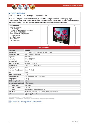 LITEMAX液晶ディスプレイ Durapixel SLD1068-E 製品カタログ