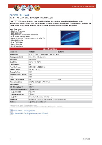 LITEMAX液晶ディスプレイ Durapixel DLF1085-E 製品カタログ