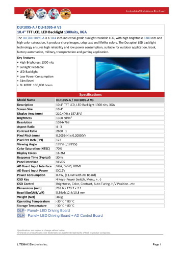 LITEMAX液晶ディスプレイ Durapixel DLF1095-A 製品カタログ