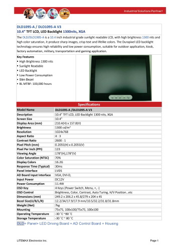 LITEMAX液晶ディスプレイ Durapixel DLO1095-A 製品カタログ
