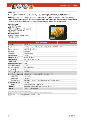 LITEMAX液晶ディスプレイ Durapixel SLO1236-E 製品カタログ