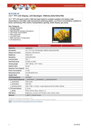 LITEMAX液晶ディスプレイ Durapixel SLD1236-E 製品カタログ