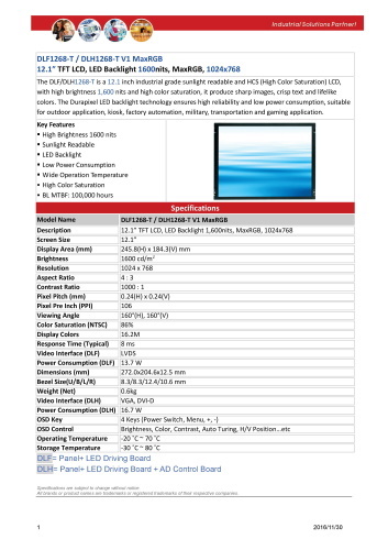 LITEMAX液晶ディスプレイ Durapixel DLF1268-TNW 製品カタログ