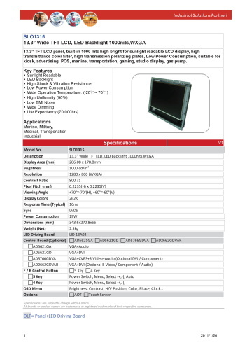 LITEMAX液晶ディスプレイ Durapixel SLO1315-E 製品カタログ