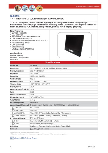 LITEMAX液晶ディスプレイ Durapixel SLD1315-E 製品カタログ