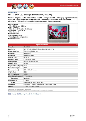 LITEMAX液晶ディスプレイ Durapixel DLO1506-S 製品カタログ