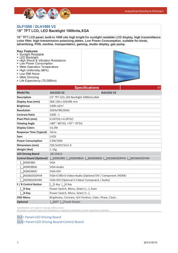 LITEMAX液晶ディスプレイ Durapixel DLF1555-E 製品カタログ