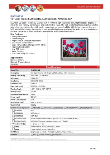 LITEMAX液晶ディスプレイ Durapixel SLO1555-E 製品カタログ