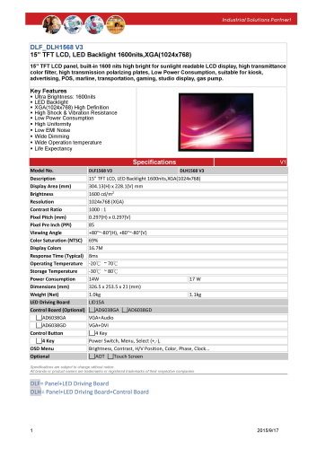 LITEMAX液晶ディスプレイ Durapixel DLH1568-E 製品カタログ