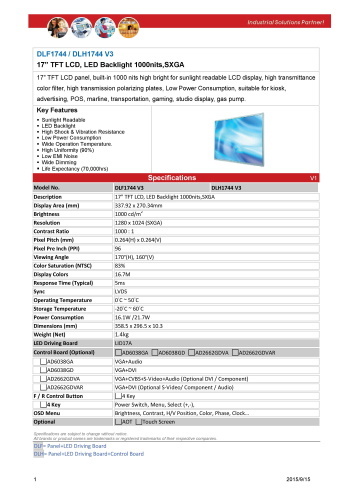 LITEMAX液晶ディスプレイ Durapixel DLH1744-E 製品カタログ