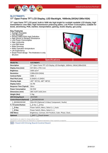 LITEMAX液晶ディスプレイ Durapixel SLO1768-WT 製品カタログ