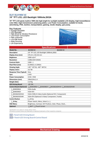 LITEMAX液晶ディスプレイ Durapixel DLH1954-E 製品カタログ