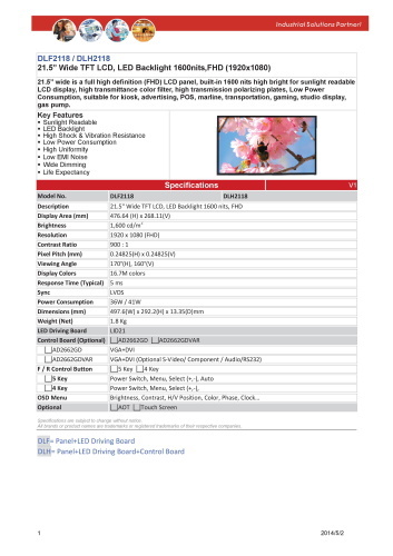 LITEMAX液晶ディスプレイ Durapixel DLH2118-E 製品カタログ