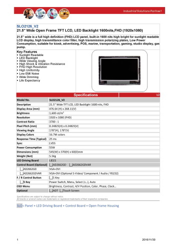 LITEMAX液晶ディスプレイ Durapixel SLO2126-E 製品カタログ
