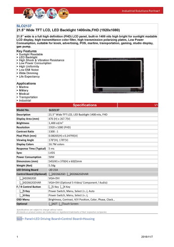 LITEMAX液晶ディスプレイ Durapixel SLO2137-E 製品カタログ
