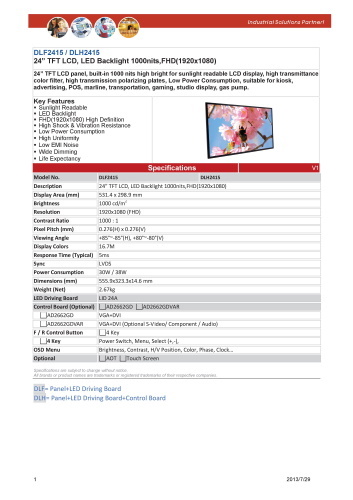 LITEMAX液晶ディスプレイ Durapixel DLF2415-E 製品カタログ