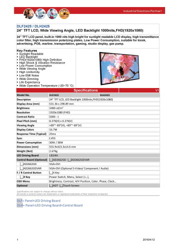 LITEMAX液晶ディスプレイ Durapixel DLF2425-E 製品カタログ