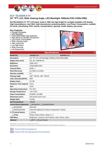 LITEMAX液晶ディスプレイ Durapixel DLF2435-A 製品カタログ