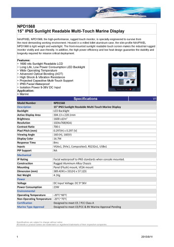 液晶ディスプレイ LITEMAX NPD1568 製品カタログ