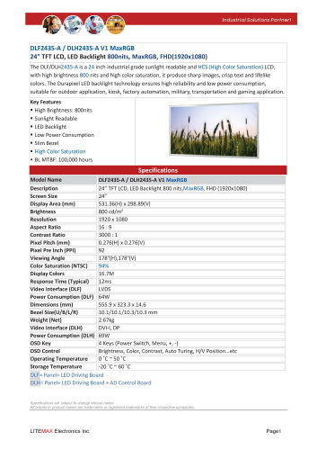 LITEMAX液晶ディスプレイ Durapixel DLF2435-ANW 製品カタログ