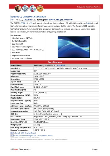 LITEMAX液晶ディスプレイ Durapixel DLH5500-LNW 製品カタログ