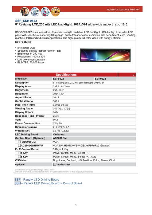LITEMAX液晶ディスプレイ Spanpixel SSF0822-E 製品カタログ