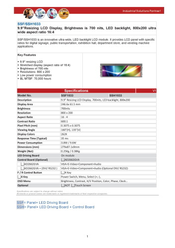 LITEMAX液晶ディスプレイ Spanpixel SSF1033-E 製品カタログ