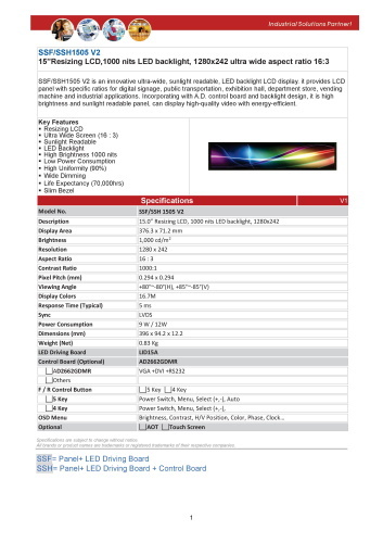 LITEMAX液晶ディスプレイ Spanpixel SSF1505-E 製品カタログ