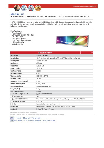 LITEMAX液晶ディスプレイ Spanpixel SSH1623-E 製品カタログ