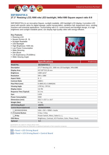 LITEMAX液晶ディスプレイ Spanpixel SSH2735-A 製品カタログ