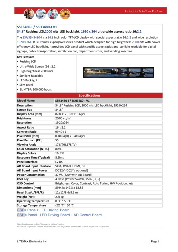 LITEMAX液晶ディスプレイ Spanpixel SSH3480-I 製品カタログ