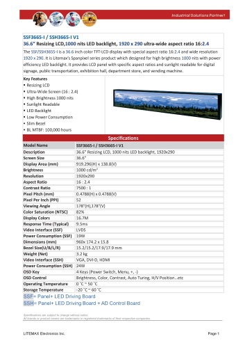LITEMAX液晶ディスプレイ Spanpixel SSF3665-I 製品カタログ