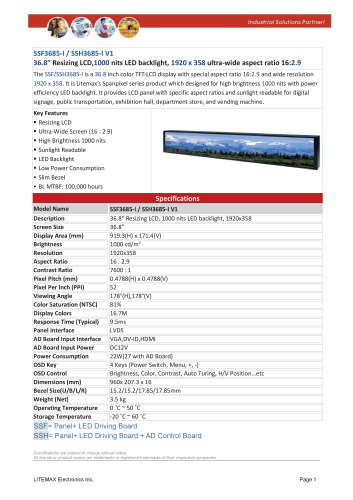 LITEMAX液晶ディスプレイ Spanpixel SSF3685-I 製品カタログ