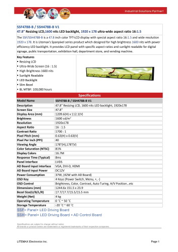 LITEMAX液晶ディスプレイ Spanpixel SSH4788-B 製品カタログ