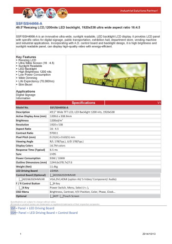 LITEMAX液晶ディスプレイ Spanpixel SSF4956-A 製品カタログ