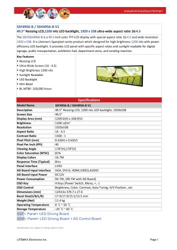 LITEMAX液晶ディスプレイ Spanpixel SSF4956-B 製品カタログ