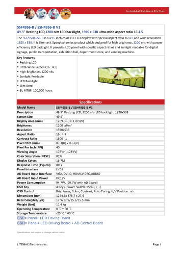 LITEMAX液晶ディスプレイ Spanpixel SSH4956-B 製品カタログ