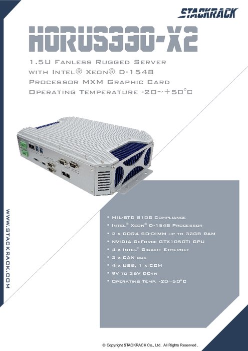 拡張温度対応ファンレス組込みPC PERFECTRON Horus330-X2 製品カタログ