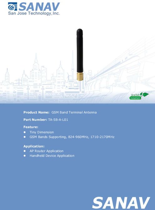 GSMバンド ターミナル アンテナ SANAV TA-5B-A-L01 製品カタログ