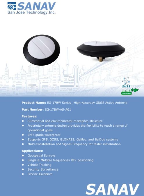 GPSアンテナ SANAV EG-17BW-AS-A01 製品カタログ