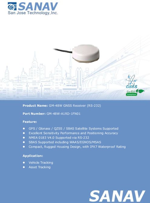 GNSS レシーバー SANAV GM-48W-A1RD-1FN01  製品カタログ