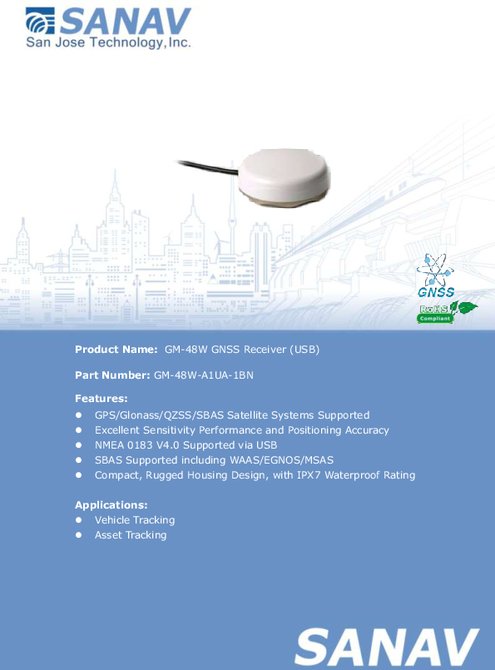 GNSS レシーバー SANAV GM-48W-A1UA-1BN  製品カタログ