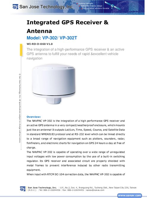 GNSS レシーバー SANAV VP-302/VP-302T 製品カタログ