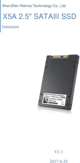 Renice X5A 2.5 SATAIII SSD 製品カタログ