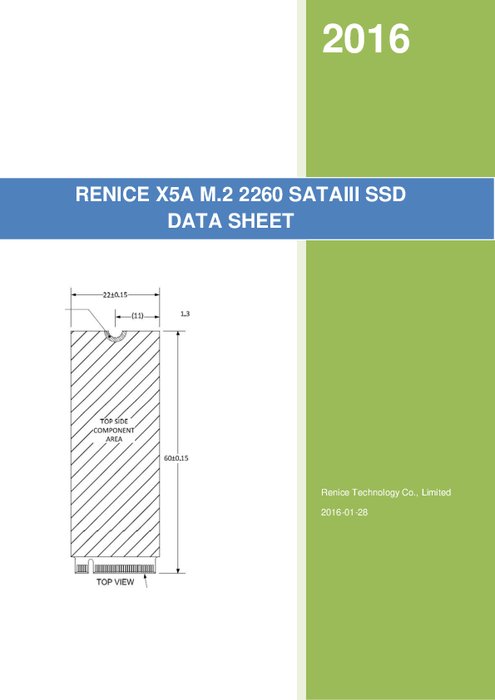 Renice X5A M.2 2260 SATAIII SSD 製品カタログ