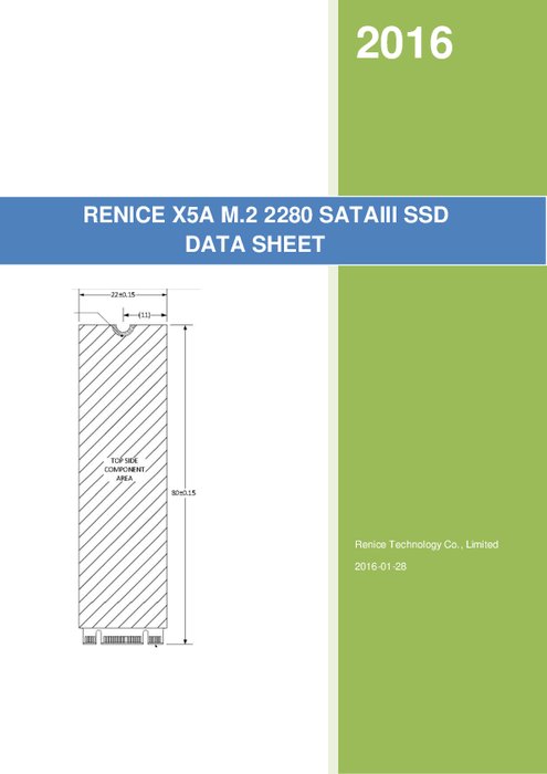 Renice X5A M.2 2280 SATAIII SSD 製品カタログ