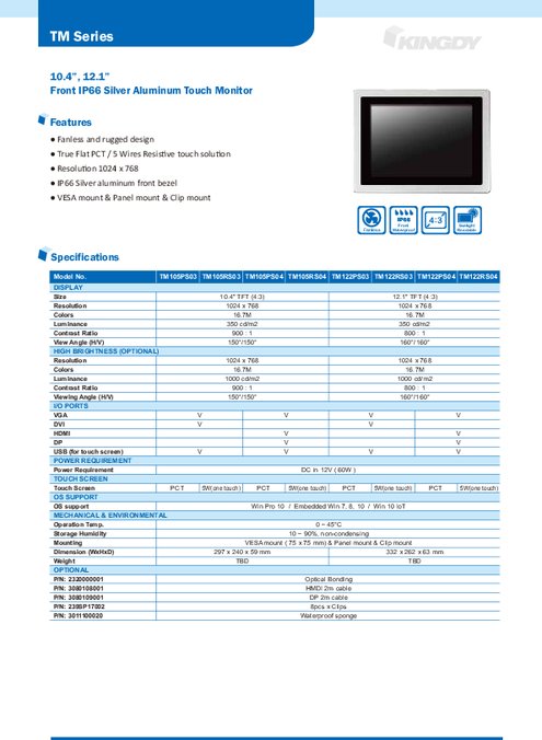 IP65前面防水 フラットベゼル10.4