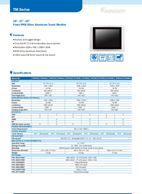 IP65前面防水 フラットベゼル15