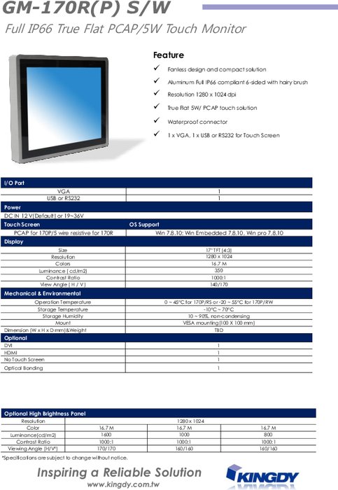 IP67全面防水 拡張温度フラットベゼル17